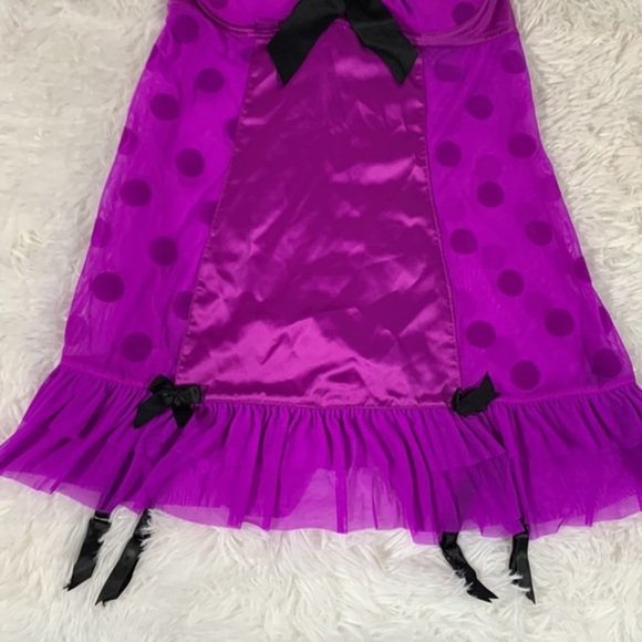 Lasenza Purple Polkadot & Black Bow Lingerie Dress - Picture 3 of 8